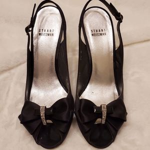 Stuart Weitzman evening sandals with stone accents